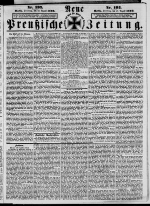 Neue preußische Zeitung vom 17.08.1860