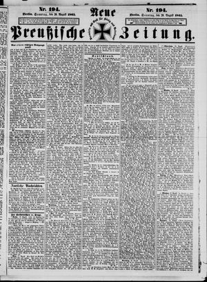 Neue preußische Zeitung vom 20.08.1865