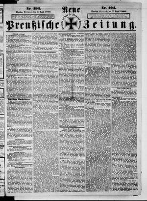 Neue preußische Zeitung vom 22.08.1866