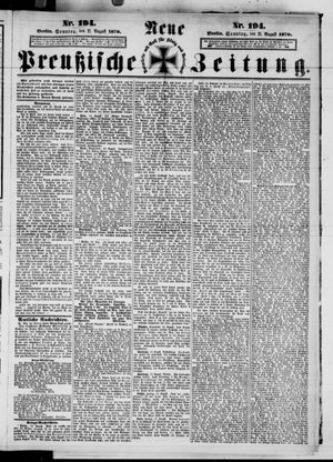 Neue preußische Zeitung vom 21.08.1870
