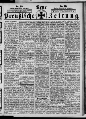 Neue preußische Zeitung vom 22.04.1874
