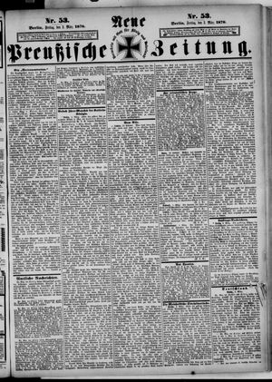 Neue preußische Zeitung on Mar 3, 1876