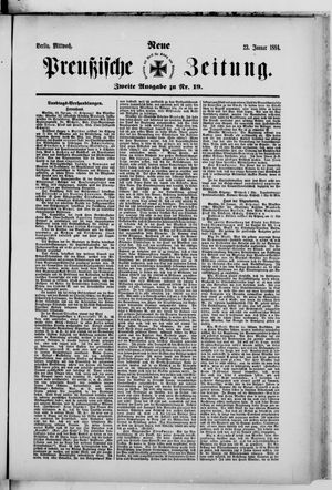 Neue preußische Zeitung vom 23.01.1884