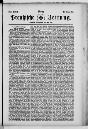 Neue preußische Zeitung vom 20.02.1884