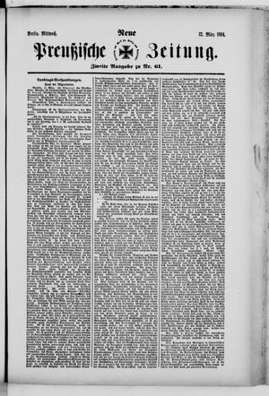 Neue preußische Zeitung on Mar 12, 1884
