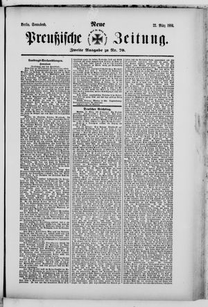 Neue preußische Zeitung vom 22.03.1884