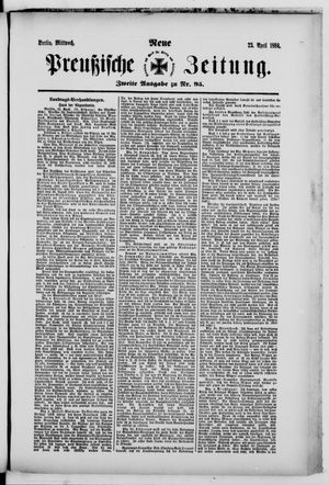 Neue preußische Zeitung vom 23.04.1884