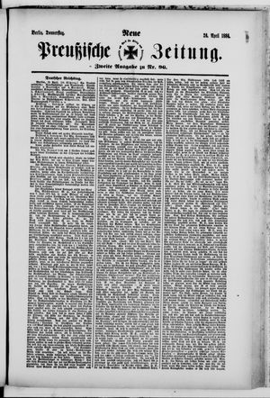 Neue preußische Zeitung vom 24.04.1884
