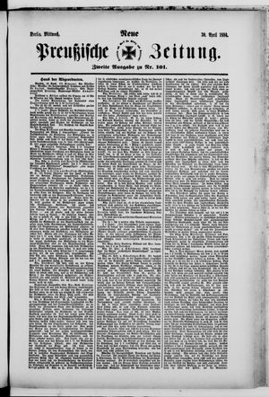 Neue preußische Zeitung vom 30.04.1884