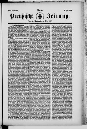 Neue preußische Zeitung vom 14.06.1884