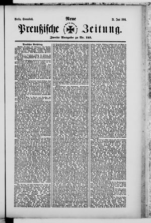 Neue preußische Zeitung vom 21.06.1884