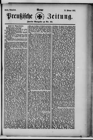 Neue preußische Zeitung vom 21.02.1885