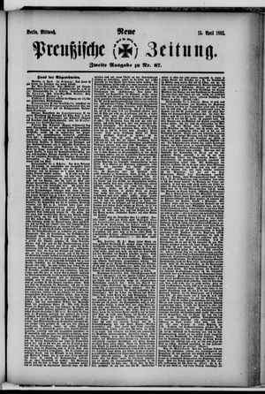 Neue preußische Zeitung vom 15.04.1885