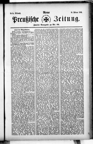 Neue preußische Zeitung vom 10.02.1886