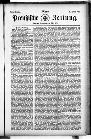 Neue preußische Zeitung vom 21.02.1886