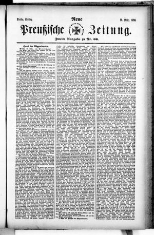 Neue preußische Zeitung vom 19.03.1886