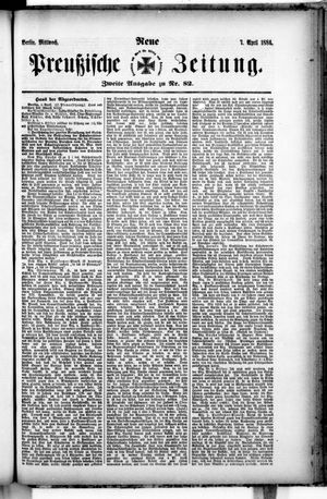 Neue preußische Zeitung vom 07.04.1886