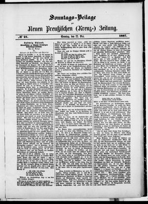 Neue preußische Zeitung on May 22, 1887