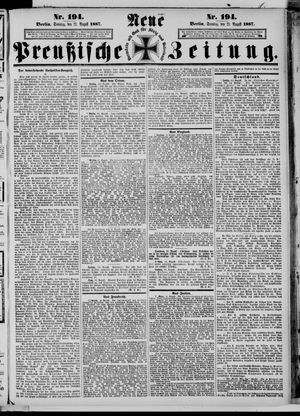 Neue preußische Zeitung vom 21.08.1887