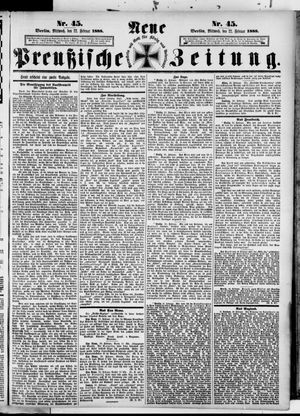 Neue preußische Zeitung vom 22.02.1888