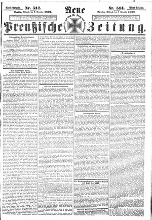 Neue preußische Zeitung vom 02.11.1892