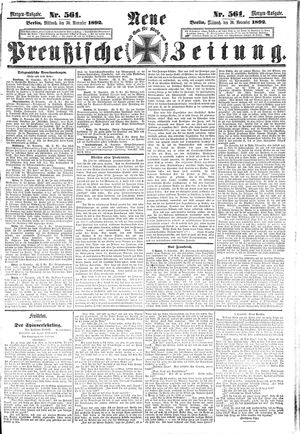 Neue preußische Zeitung vom 30.11.1892