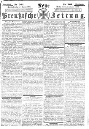 Neue preußische Zeitung vom 01.12.1892