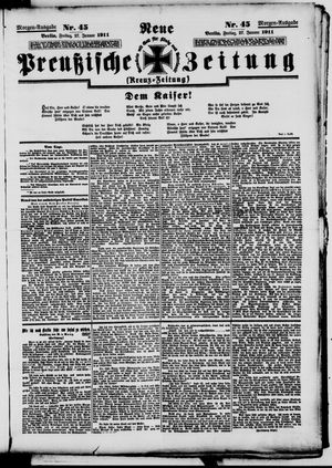Neue preußische Zeitung vom 27.01.1911