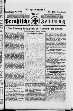 Neue preußische Zeitung vom 15.08.1914