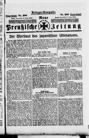 Neue preußische Zeitung vom 20.08.1914