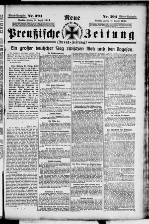 Neue preußische Zeitung vom 21.08.1914