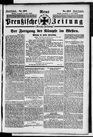 Neue preußische Zeitung vom 17.04.1915