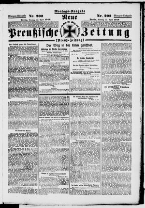 Neue preußische Zeitung vom 22.04.1918