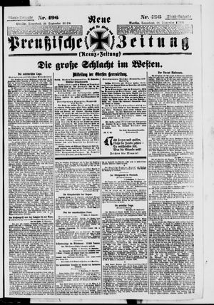 Neue preußische Zeitung vom 28.09.1918