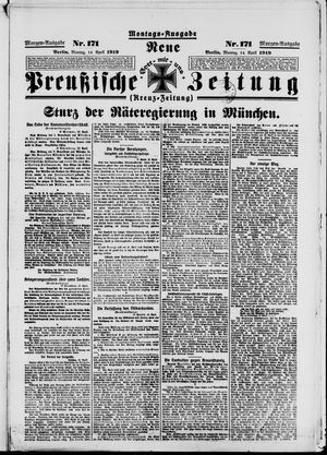 Neue preußische Zeitung on Apr 14, 1919