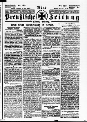 Neue preußische Zeitung vom 20.04.1922