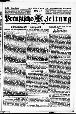 Neue preußische Zeitung vom 01.02.1924
