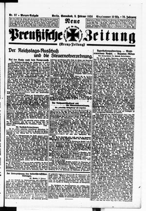 Neue preußische Zeitung vom 09.02.1924
