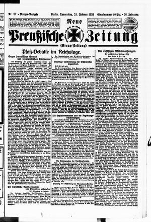 Neue preußische Zeitung on Feb 21, 1924