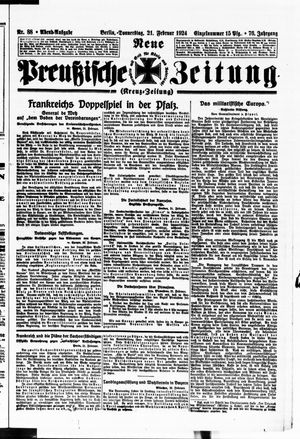 Neue preußische Zeitung on Feb 21, 1924