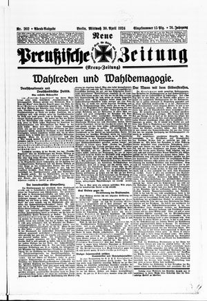 Neue preußische Zeitung vom 30.04.1924