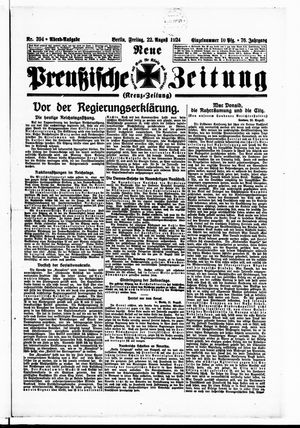 Neue preußische Zeitung on Aug 22, 1924