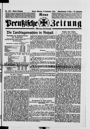 Neue preußische Zeitung vom 10.11.1924