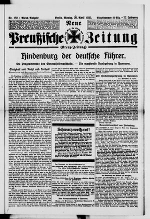Neue preußische Zeitung vom 20.04.1925