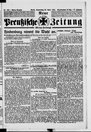 Neue preußische Zeitung vom 30.04.1925