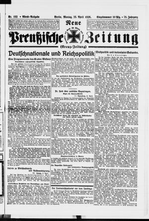 Neue preußische Zeitung vom 26.04.1926