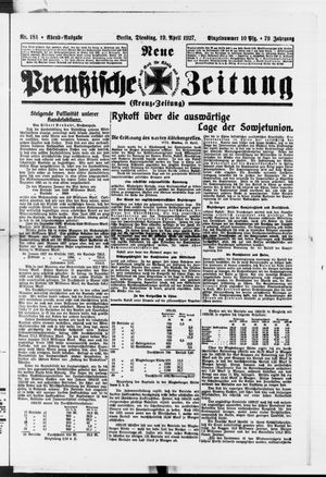 Neue preußische Zeitung vom 19.04.1927