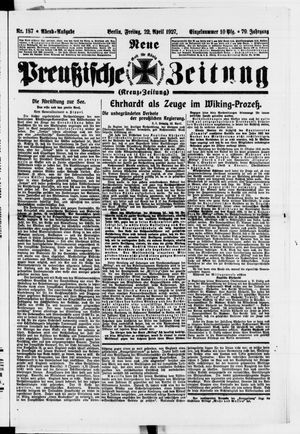 Neue preußische Zeitung vom 22.04.1927