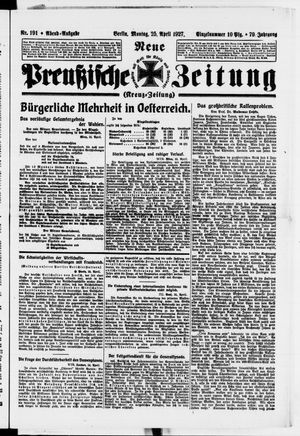 Neue preußische Zeitung vom 25.04.1927