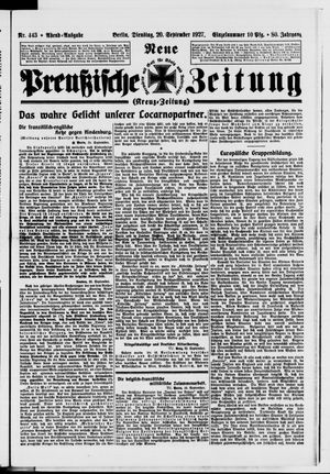 Neue preußische Zeitung vom 20.09.1927